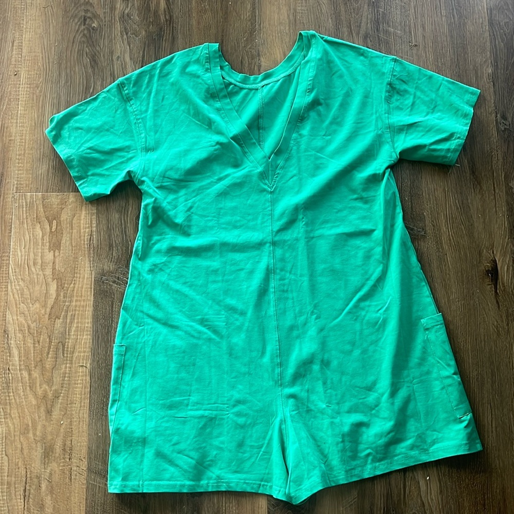 Green Oversized Tee Romper